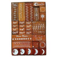 Scrapbooking drevená sada razítok - Dátum a čas, 30 kusov