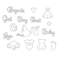 Scrapbooking drevené detské ozdoby - 40 kusov