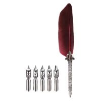 Scrapbooking súprava písacieho perá a náhradných hrotov - Vínové Červené