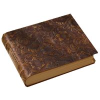 Scrapbooking široký denník s koženými doskami - Hnedý, vzorovaný