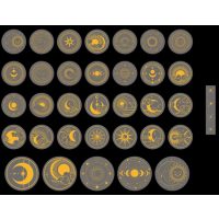 Scrapbooking samolepky - Zlaté vesmírne, 70 kusov