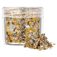 Scrapbooking dekoratívne vložky z metalickej fólie - Zlato strieborná, JB28