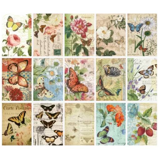 Foto - Scrapbooking dekorativní papír pro decoupage - Motýlci, 30 kusů