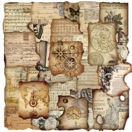 Foto - Scrapbooking samolepky s opáleným efektom - Námornícke, 50 kusov