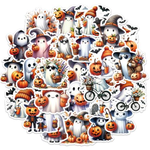 Foto - Scrapbooking samolepky duchové a dýně - Halloween, 50 kusov