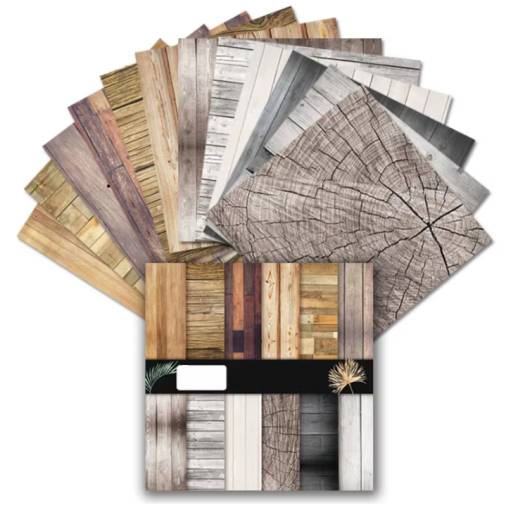 Foto - Scrapbooking dekoratívny papier v imitácii dreva - 24 listov s 12 vzormi