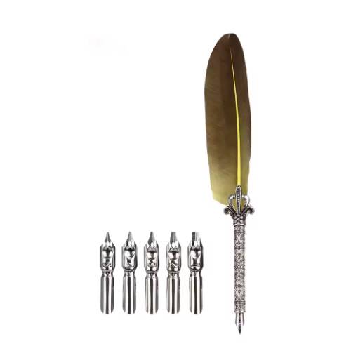 Foto - Scrapbooking sada písacieho brka a náhradných hrotov - Žlté