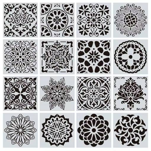 Foto - Scrapbooking sada šablón na kreslenie - Vzor mandala, 16 kusov