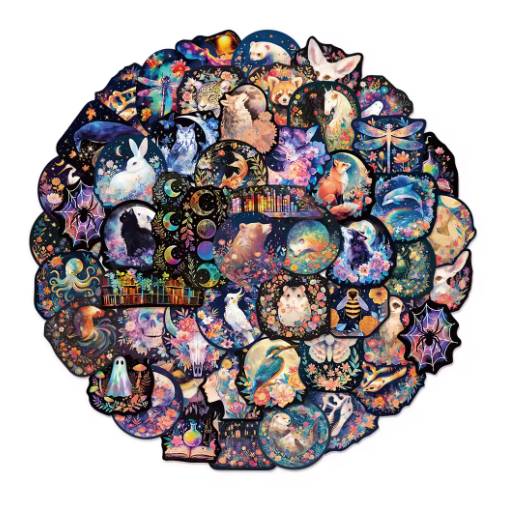 Foto - Scrapbooking samolepky - Magické zvieratá, 50 kusov