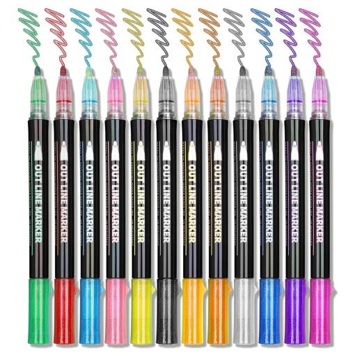 Foto - Scrapbooking farebné metalické fixy - 12 kusov