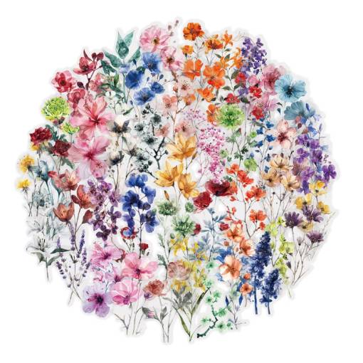 Foto - Scrapbooking samolepky - Farebné kvety, 50 kusov