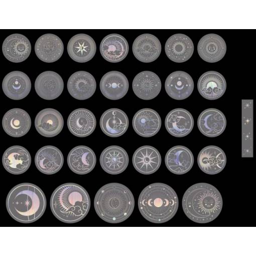 Foto - Scrapbooking samolepky - Strieborné vesmírne, 70 kusů