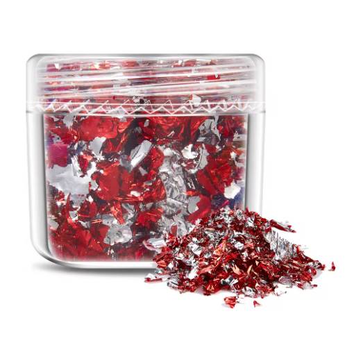 Foto - Scrapbooking dekoratívne vložky z metalickej fólie - Červeno strieborná, JB30