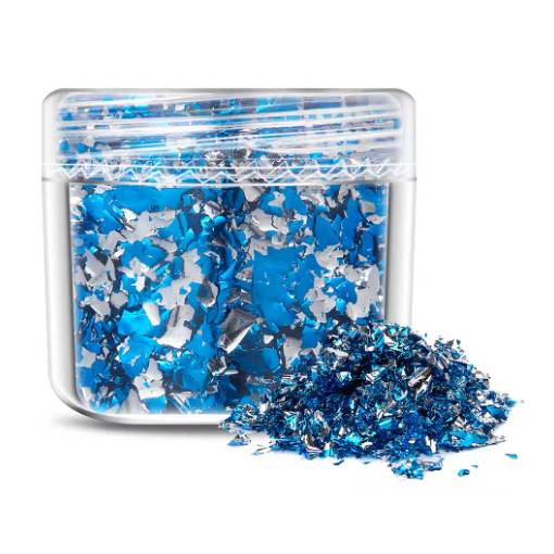 Foto - Scrapbooking dekoratívne vložky z metalickej fólie - Modro strieborná, JB26