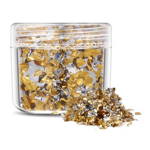 Foto - Scrapbooking dekoratívne vložky z metalickej fólie - Zlato strieborná, JB28