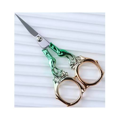 Foto - Scrapbooking kovové nůžky s fénixem - Zelené s ružovým zlatom