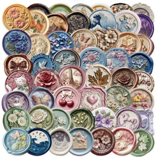 Foto - Scrapbooking samolepky - Imitácia pečatného vosku, 104 kusov