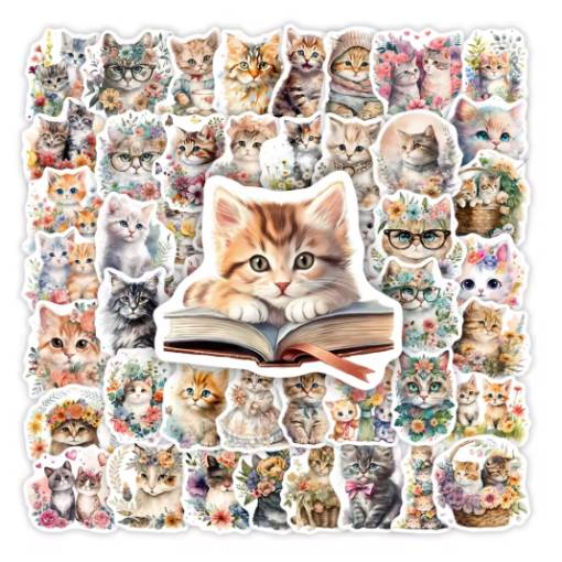 Foto - Scrapbooking samolepky - Mačičky, 60 kusov