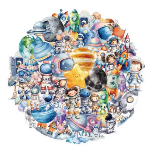 Foto - Scrapbooking samolepky - Astronauti, 50 kusov